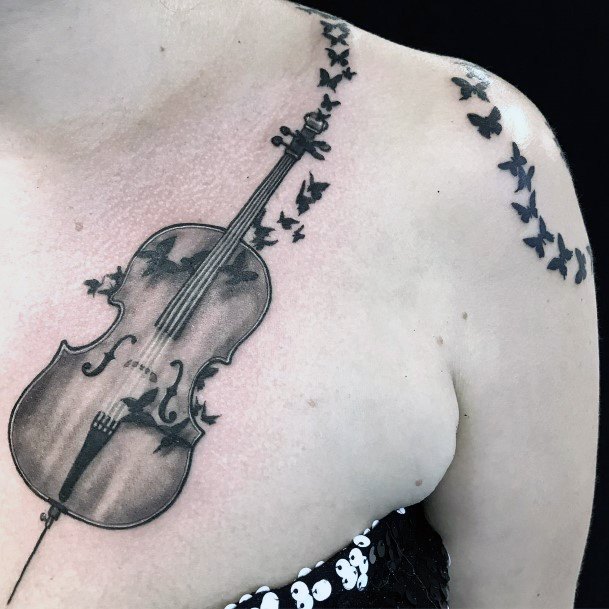 Terrific Design Ideas For Womens Cello Tattoo