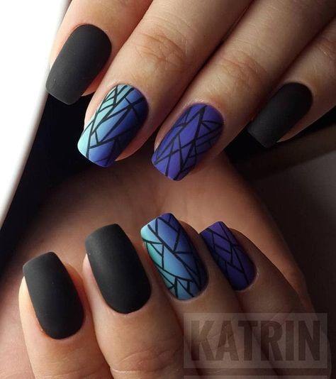 Terrific Design Ideas For Womens Dark Blue Ombre Nail