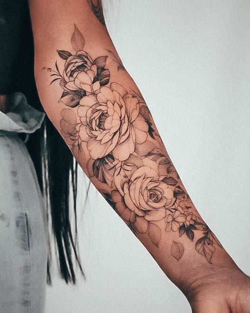 Terrific Design Ideas For Womens Flower Sleeve Tattoo