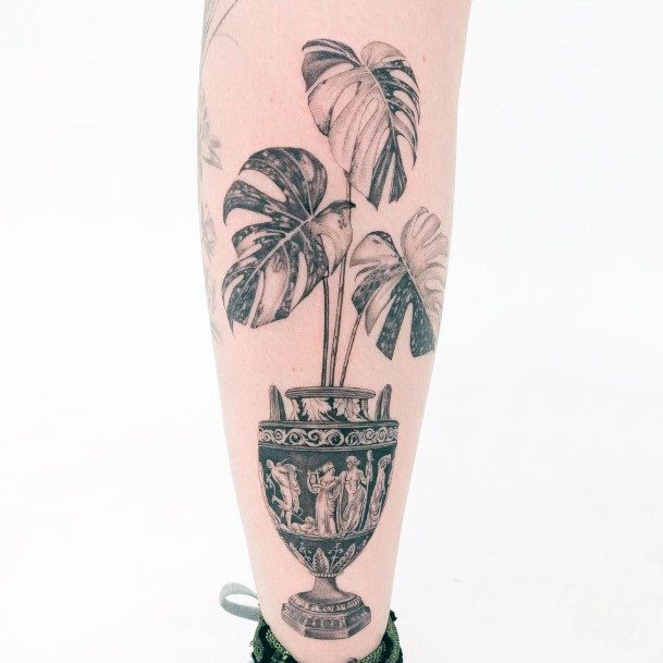 Terrific Design Ideas For Womens Flower Vase Tattoo