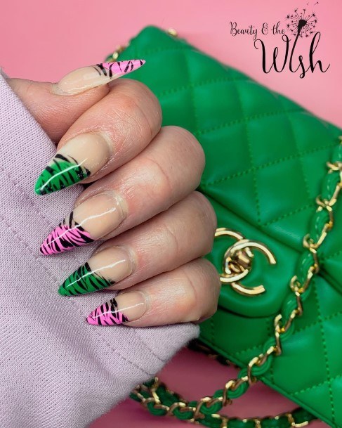 Terrific Design Ideas For Womens Green And Pink Nail