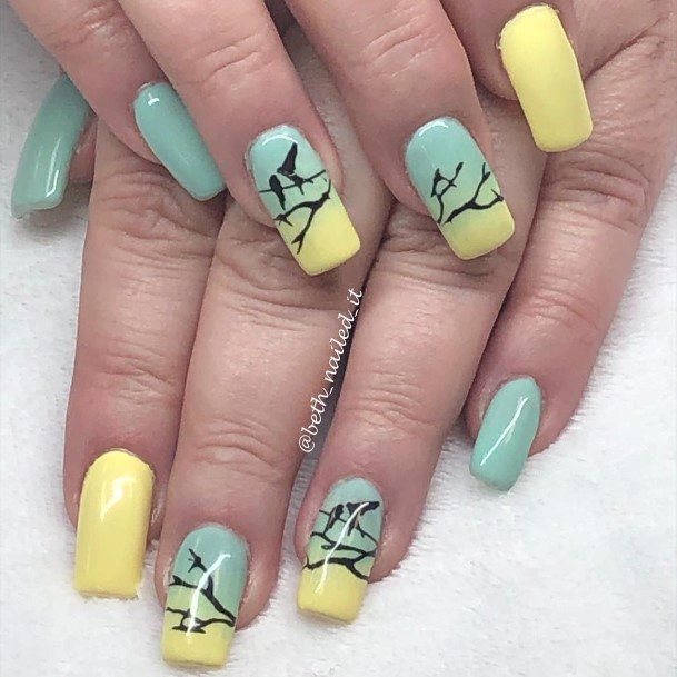 Terrific Design Ideas For Womens Green And Yellow Nail