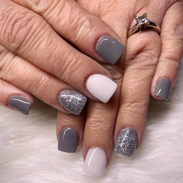 Terrific Design Ideas For Womens Grey And White Nail