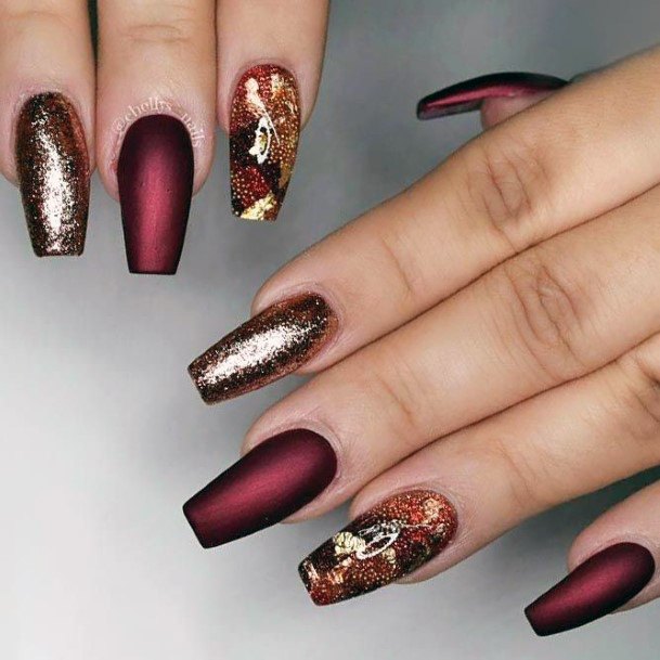 Terrific Design Ideas For Womens Maroon Nail