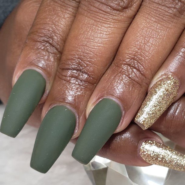 Terrific Design Ideas For Womens Matte Green Nail