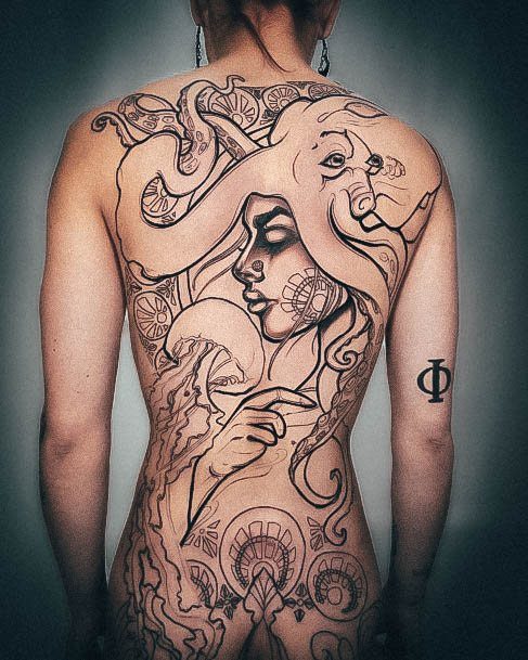 Terrific Design Ideas For Womens Octopus Tattoo On Back