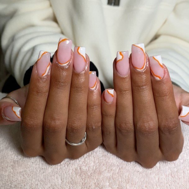 Terrific Design Ideas For Womens Orange And White Nail