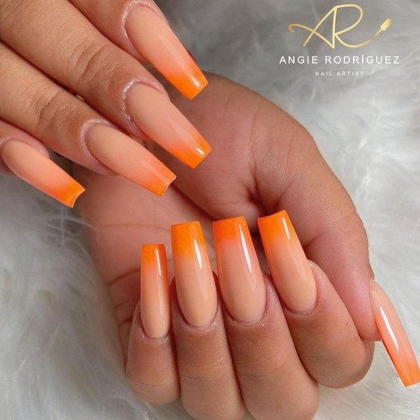 Terrific Design Ideas For Womens Orange French Tip Nail