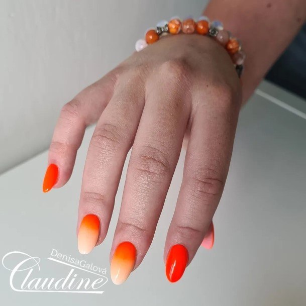 Terrific Design Ideas For Womens Orange Ombre Nail