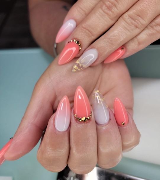 Terrific Design Ideas For Womens Peach With Glitter Nail