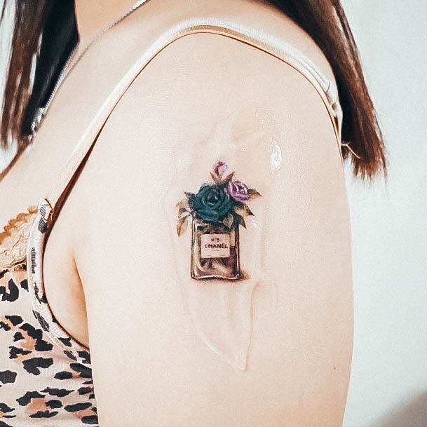 Terrific Design Ideas For Womens Perfume Tattoo