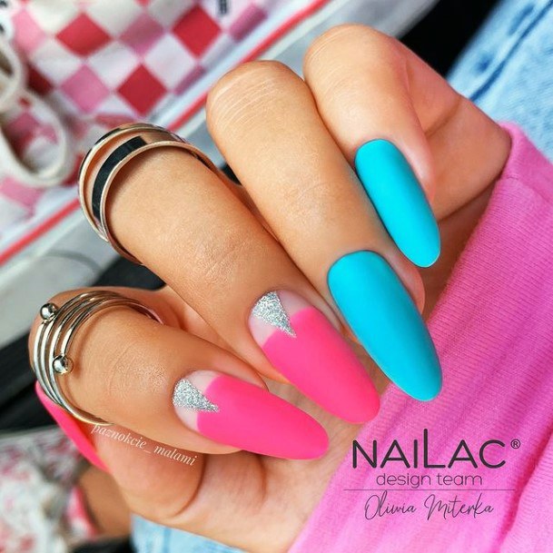 Terrific Design Ideas For Womens Pink And Blue Nail