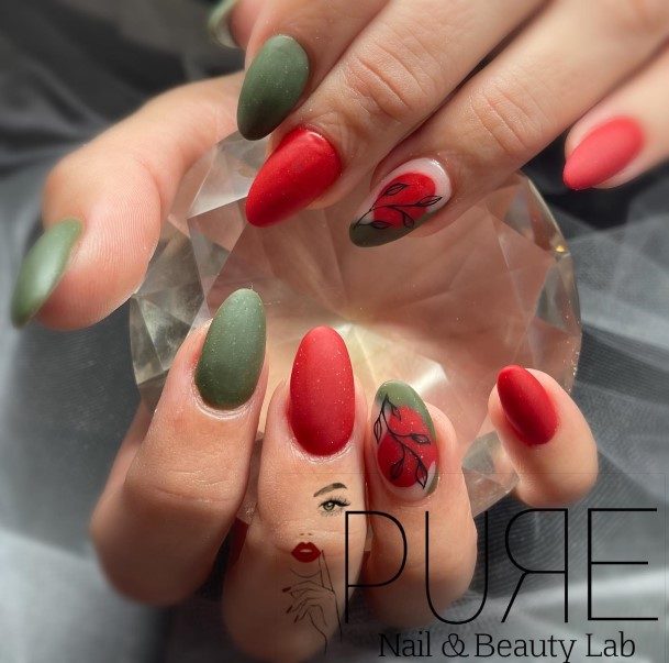 Terrific Design Ideas For Womens Red And Green Nail