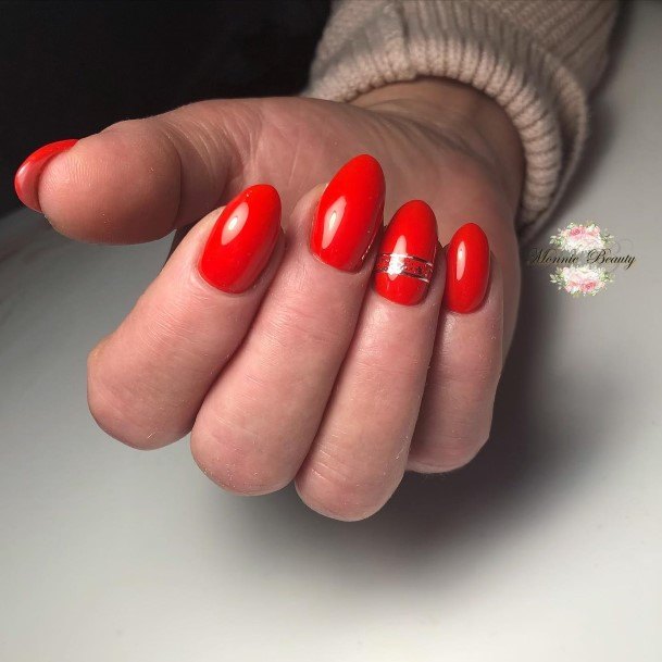 Terrific Design Ideas For Womens Red And Silver Nail