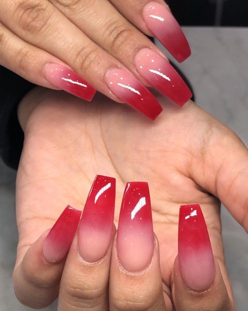 Terrific Design Ideas For Womens Red Ombre Nail