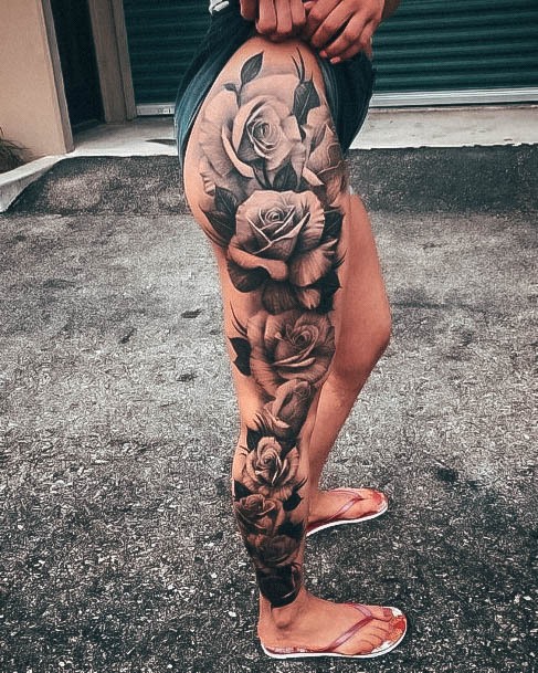 Terrific Design Ideas For Womens Rose Sleeve Tattoo