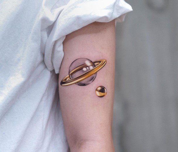 Terrific Design Ideas For Womens Saturn Tattoo