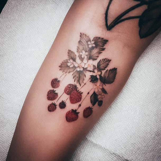 Terrific Design Ideas For Womens Strawberry Tattoo