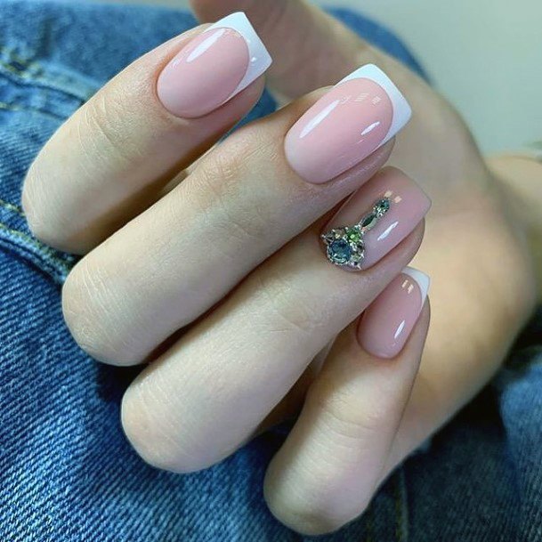 Terrific Design Ideas For Womens White With Rhinestones Nail