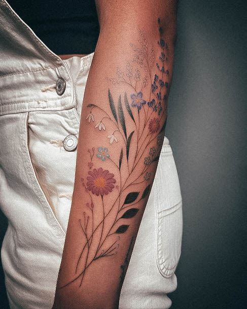 Terrific Design Ideas For Womens Wildflower Tattoo