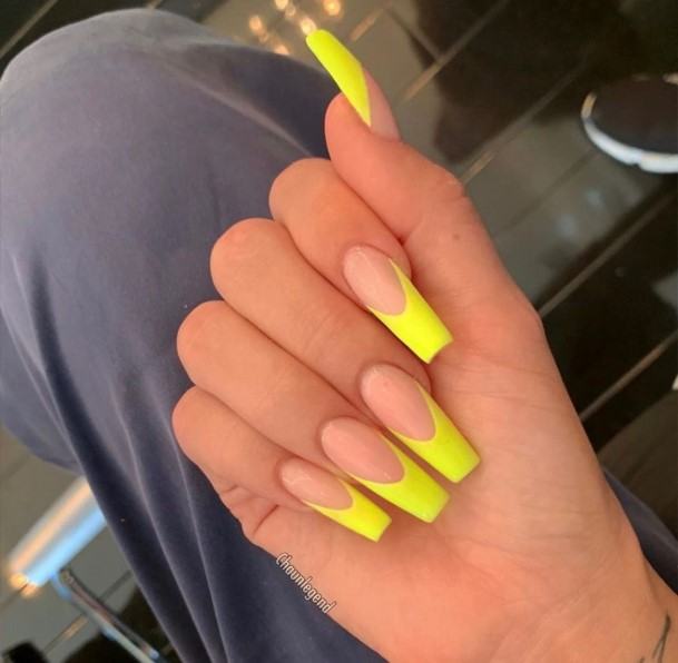 Terrific Design Ideas For Womens Yellow French Tip Nail