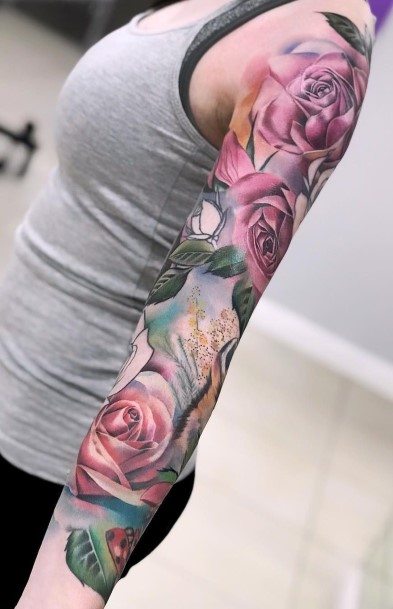 Terrific Roses Tattoo Women Arms