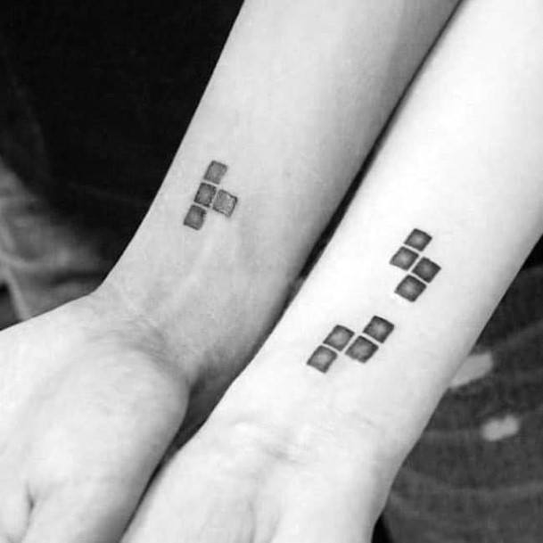 Tetris Couple Tattoo On Forearms