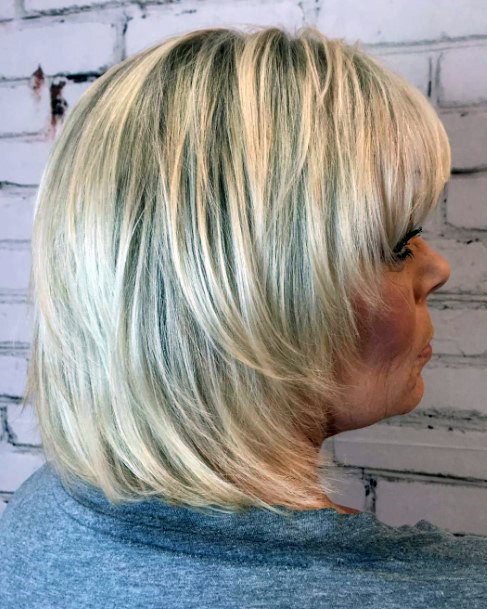 Textured Blonde Bob Bangs Short Haircuts For Women Over 50