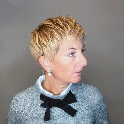 Textured Blonde Pixie Short Hairstyles For Women Over 60