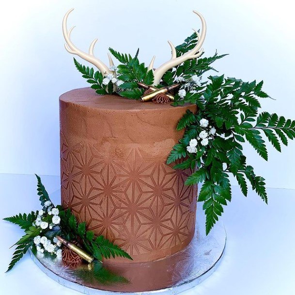 Textured Floral Wall Chocolate Country Wedding Cake