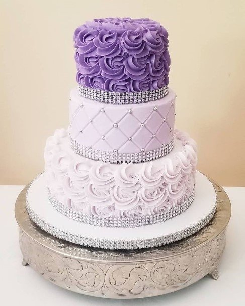 Textured Three Tiered Purple Wedding Cake