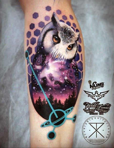 The Heavenly Sky On Owl Tattoo Womens Arms