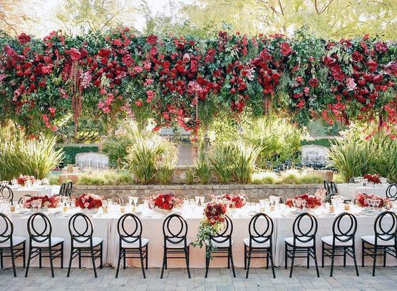 Thick Bunches Of Red Wedding Flowers