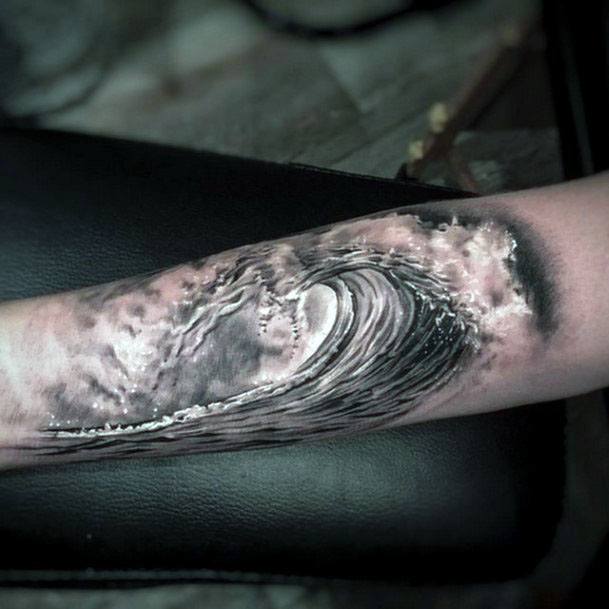 Thick Grey Waves Tattoo Womens Arms