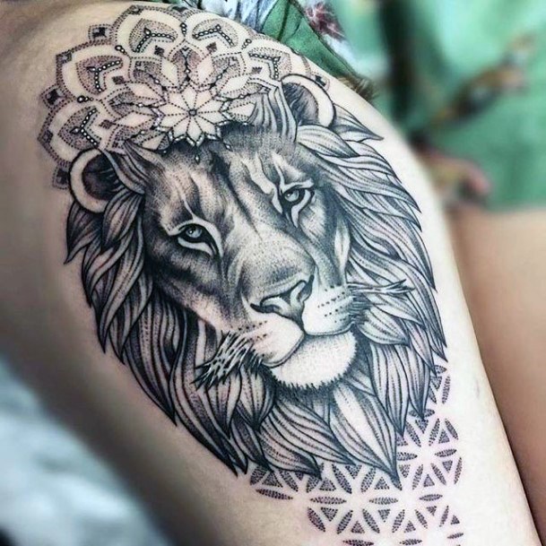 Thick Maned Lion Tattoo For Women