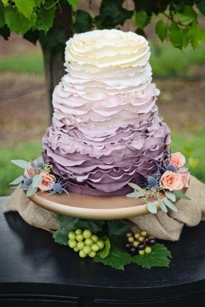 Thick Textured Icing Purple Wedding Cake
