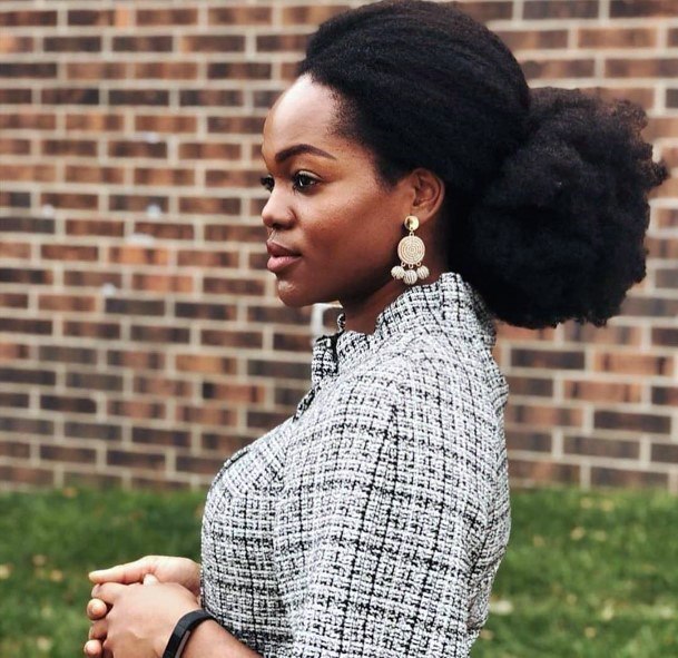 Thick Voluminous Pulled Back Pony Natural Hairstyles For Black Women