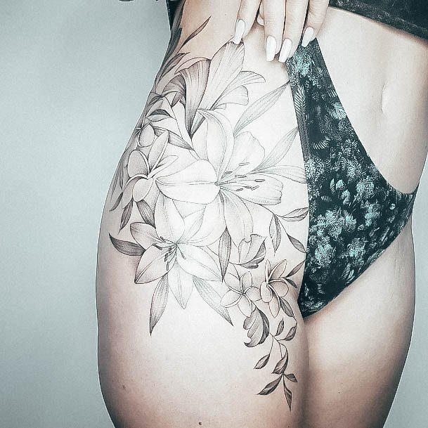 Thigh Ladies Lily Tattoo Design Inspiration