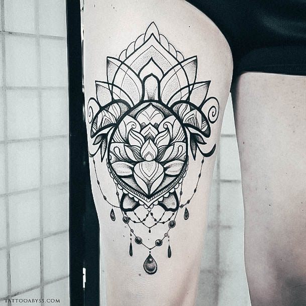 Thigh Ladies Turtle Tattoo Design Inspiration