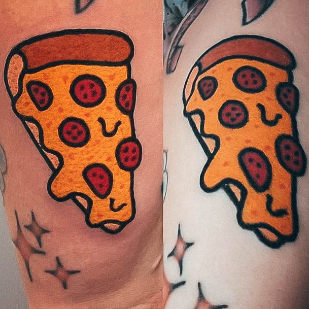 Thigh Leg Thick Slick Alluring Ladies Pizza Tattoo Ideas