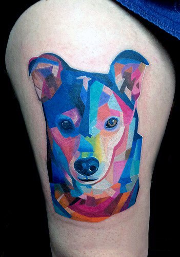 Thighs Tattoo Womens Blue Dog