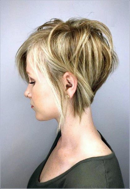 Thin Hair Shag On Thicker Hair Golden Blonde With Ear Tuck