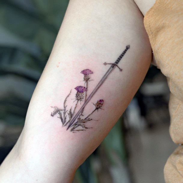 Thistle Tattoos Feminine Ideas