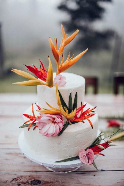 Thorny Tropical Wedding Flowers Cake