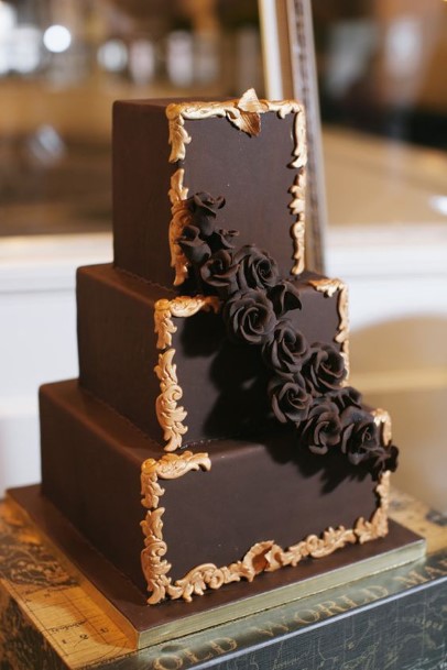 Three Cubic Layer Chocolate Wedding Cake