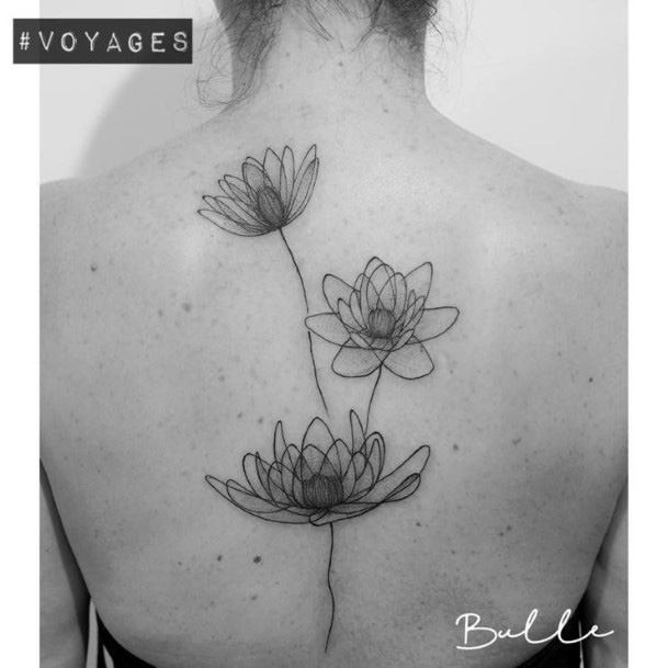 Three Lotus Tattoos Womens Back