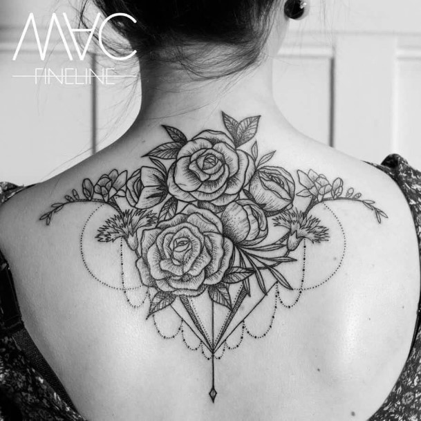 Three Roses Tattoo Womens Back