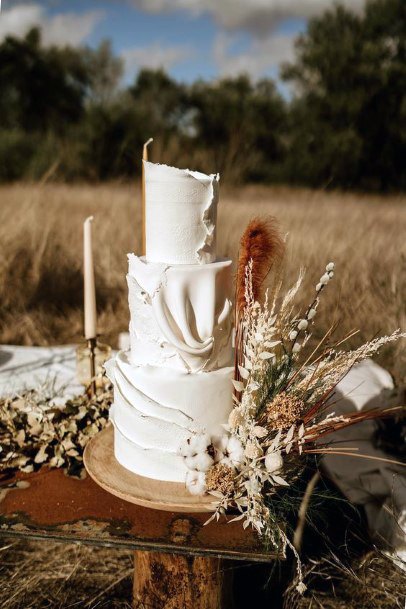 Three Tiered Cake Bohemian Wedding Decor