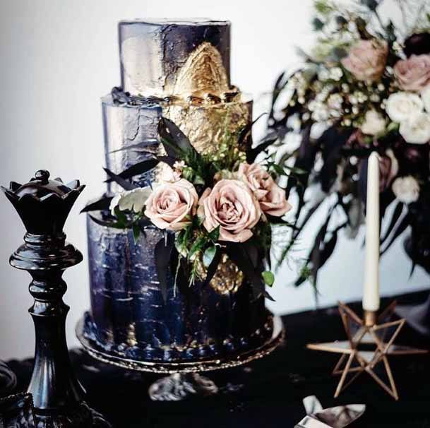Three Tiered Gothic Wedding Cake Decor