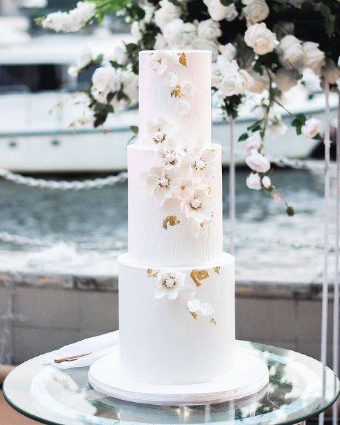 Three Tiered Smooth White Beautiful Wedding Cake